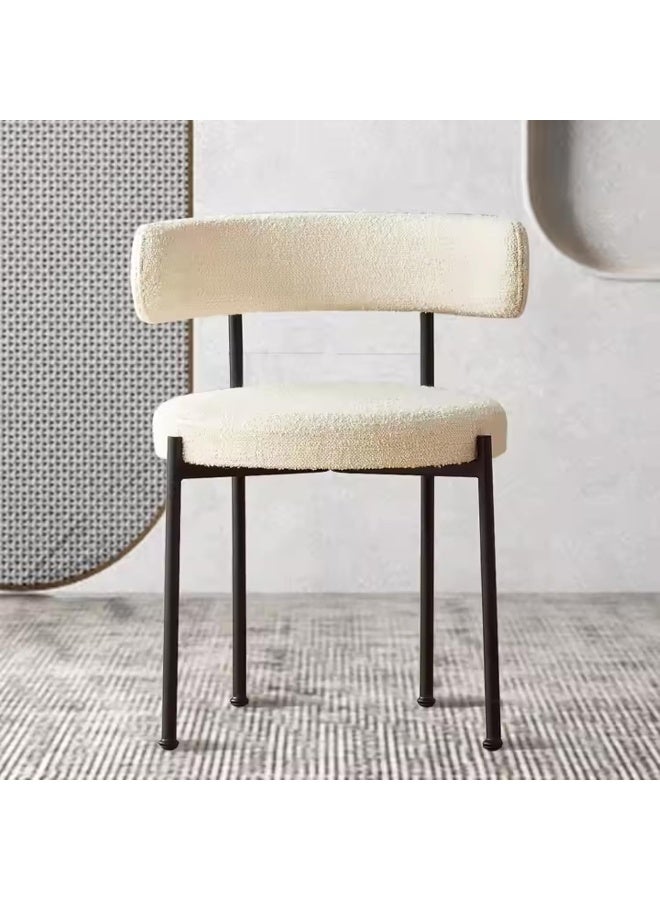 Comfynest كرسي طعام حديث من الصوف الأبيض المخلوط بقماش بوقل مع أرجل معدنية سوداء من لامبسوول في مقهى - Image 5