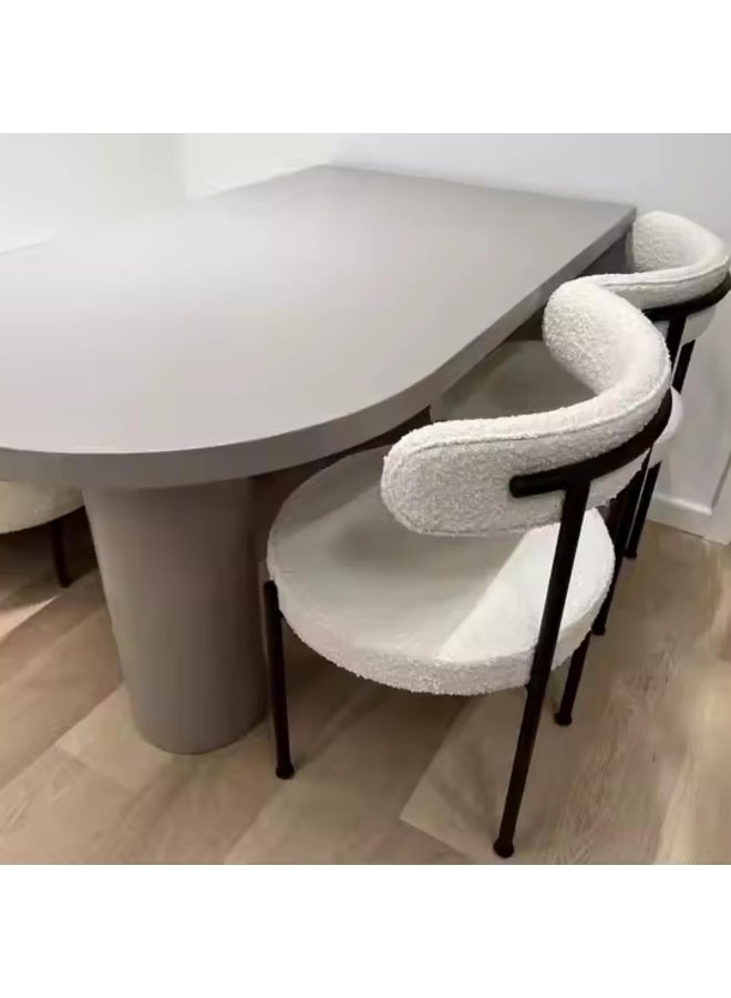 Comfynest كرسي طعام حديث من الصوف الأبيض المخلوط بقماش بوقل مع أرجل معدنية سوداء من لامبسوول في مقهى - Image 2