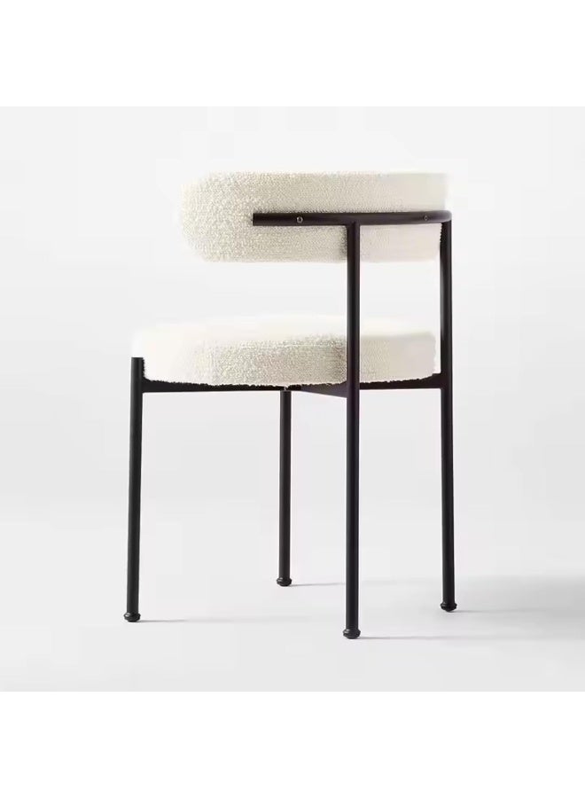 Comfynest كرسي طعام حديث من الصوف الأبيض المخلوط بقماش بوقل مع أرجل معدنية سوداء من لامبسوول في مقهى - Image 4