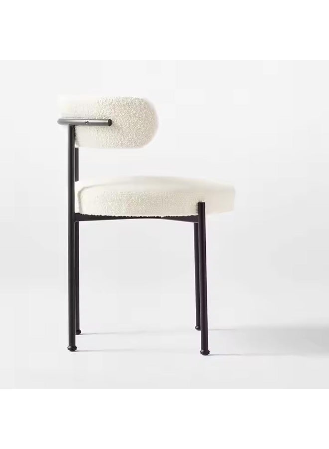 Comfynest كرسي طعام حديث من الصوف الأبيض المخلوط بقماش بوقل مع أرجل معدنية سوداء من لامبسوول في مقهى - Image 3