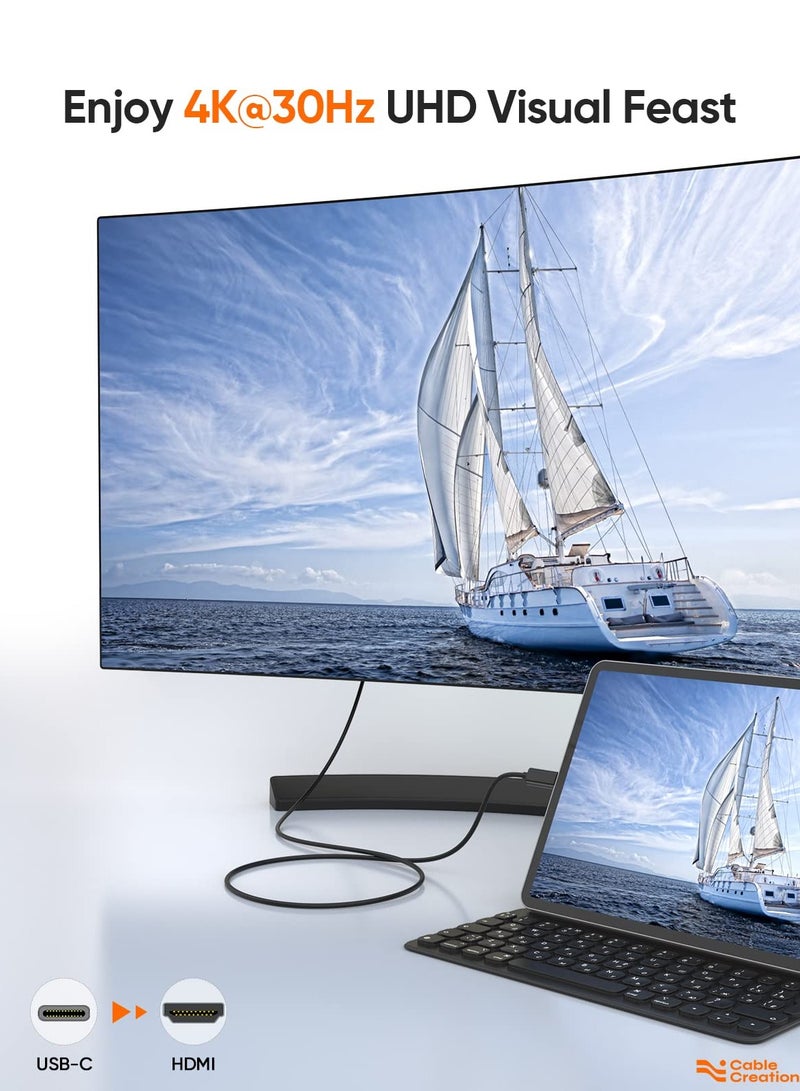 CableCreation Usb C to Hdmi Cable 0.9m Short Usb Type C to 4k Hdmi Adapter for Home Office Thunder 3 - Image 3