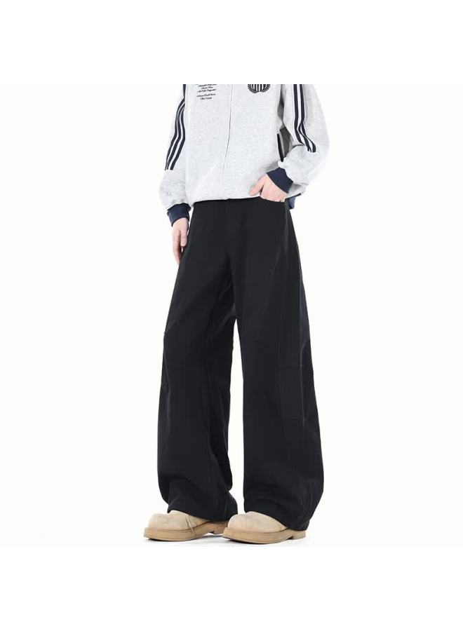 Izexx Minimalist Solid Color Draped Men's Dress Pants Spring High-end American Loose Casual Trousers Zk51 Black S - Image 2
