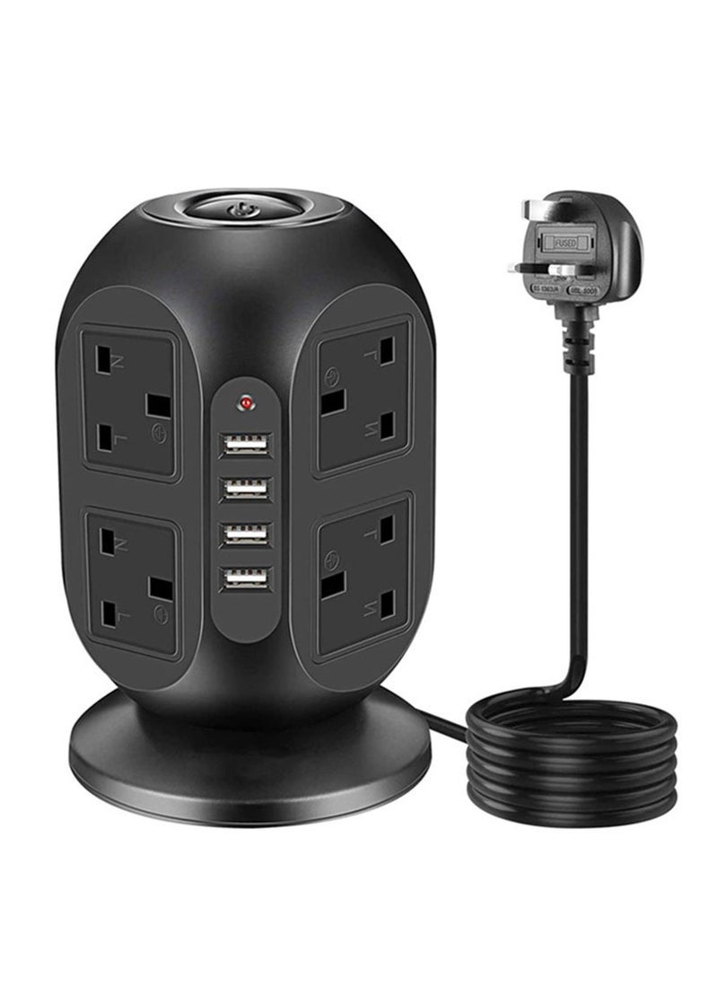 Captaintech Power Strip Surge Protector, 8 AC Multiple Outlets 4 USB, Power Tower Desktop Charging Station, Home Dorm Room Office Essentials, Desk Accessories - Image 1