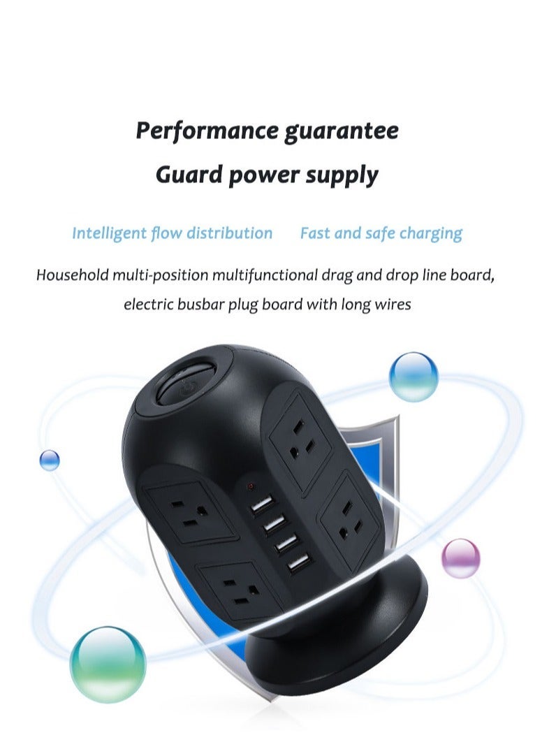 Captaintech Power Strip Surge Protector, 8 AC Multiple Outlets 4 USB, Power Tower Desktop Charging Station, Home Dorm Room Office Essentials, Desk Accessories - Image 3