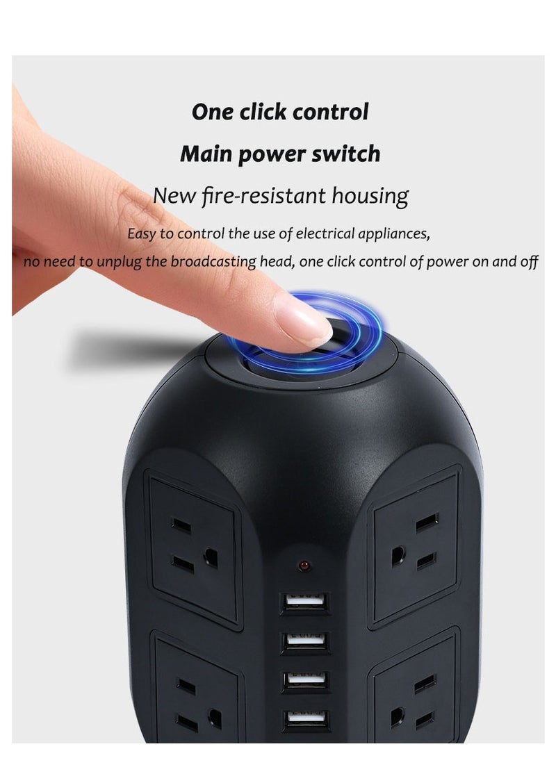 Captaintech Power Strip Surge Protector, 8 AC Multiple Outlets 4 USB, Power Tower Desktop Charging Station, Home Dorm Room Office Essentials, Desk Accessories - Image 5