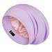 LULUSILK Mulberry Silk Lined Sleep Cap No More Frizzy Tangled Hair Stay On All Night Silk Hair Wrap for Sleeping with Adjustable Strap Silk Bonnet for Women and Men Lavender Pack of 1 - Image 2