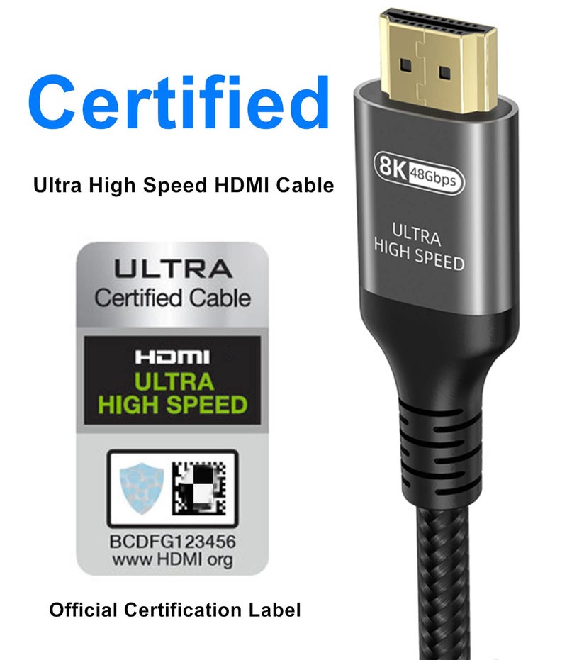 Ubluker كابل HDMI Ubluker 10K 8K 4K بسرعة 48Gbps بطول 3.3 قدم، كابل HDMI® معتمد عالي السرعة 4K 240Hz 144Hz 120Hz 8K60Hz 0.01ms HDR10+ eARC HDCP2.3 نتفليكس روكو تلفاز كمبيوتر شاشة بروجيكتور PS5 إكس بوكس - Image 2
