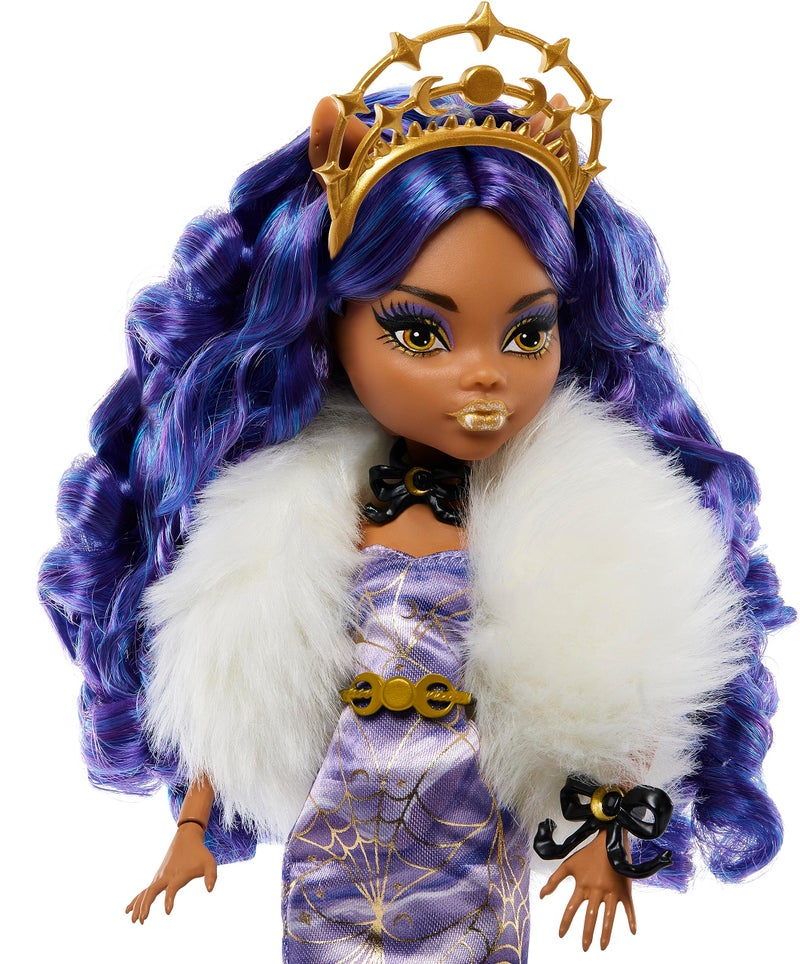 MONSTER HIGH دمية مونستر هاي هوليداي إصدار الشتاء، كلويدين وولف القابلة للجمع في فستان لافندر مثلج مع بوا فرائي وإكسسوارات - Image 2