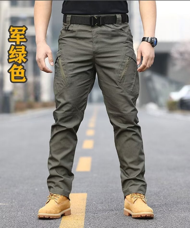 Tactical Tooling Pants Training Pants Commuter Wear-resistant Scratch-resistant Waterproof Foreign Trade Pants Multi-pocket Outdoor All-match Casual Army green ix9 - Image 1