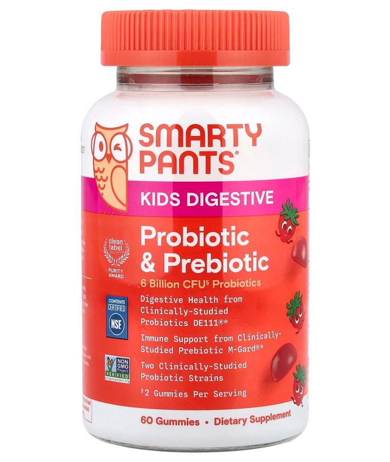 SmartyPants Kids Digestive Prebiotic & Probiotic Gummies Strawberry 60 Gummies