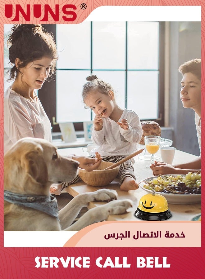 UNUNS 2 Pack Desk Bell For Service,Smile Face Call Bell,8.5cm Desk Bell With Metal Anti-Rust Construction,Front Desk Bell For Schools Dinner Hotel Reception Areas,Service Bell Dinner Desk Bell,Yellow - Image 5