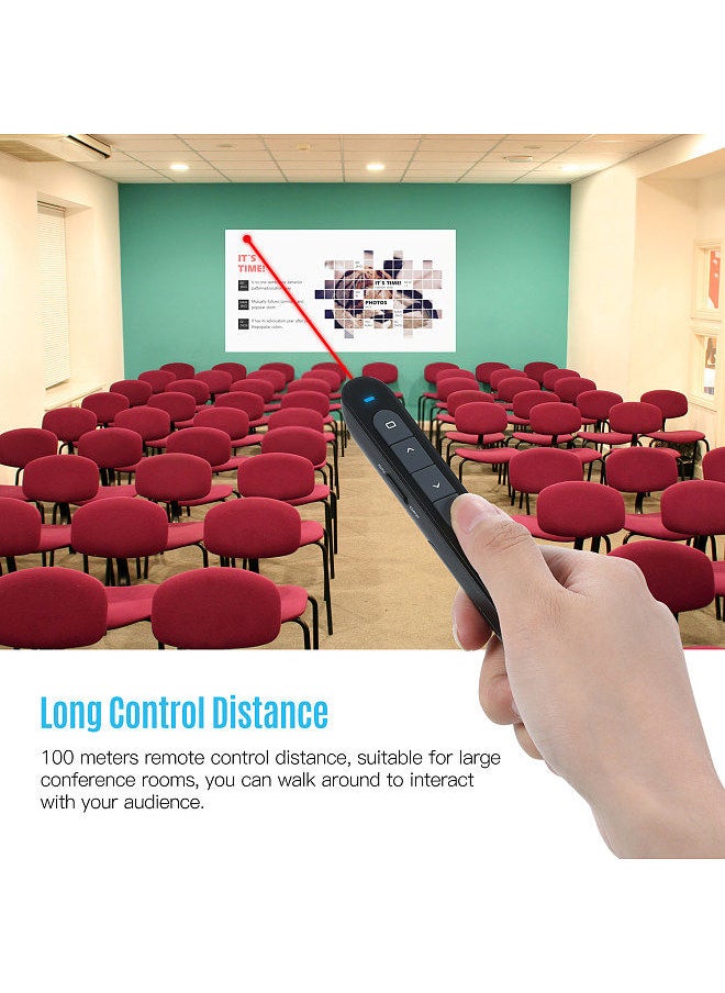 Generic 2.4GHz Wireless Powerpoint Presenter Presentation Pointer PPT Clicker with USB Receiver 100 Meters Remote Control Compatible with Windows Android Mac OS for Meeting Teaching Training Lecture  - Image 5