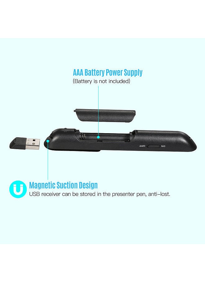 Generic 2.4GHz Wireless Powerpoint Presenter Presentation Pointer PPT Clicker with USB Receiver 100 Meters Remote Control Compatible with Windows Android Mac OS for Meeting Teaching Training Lecture  - Image 3