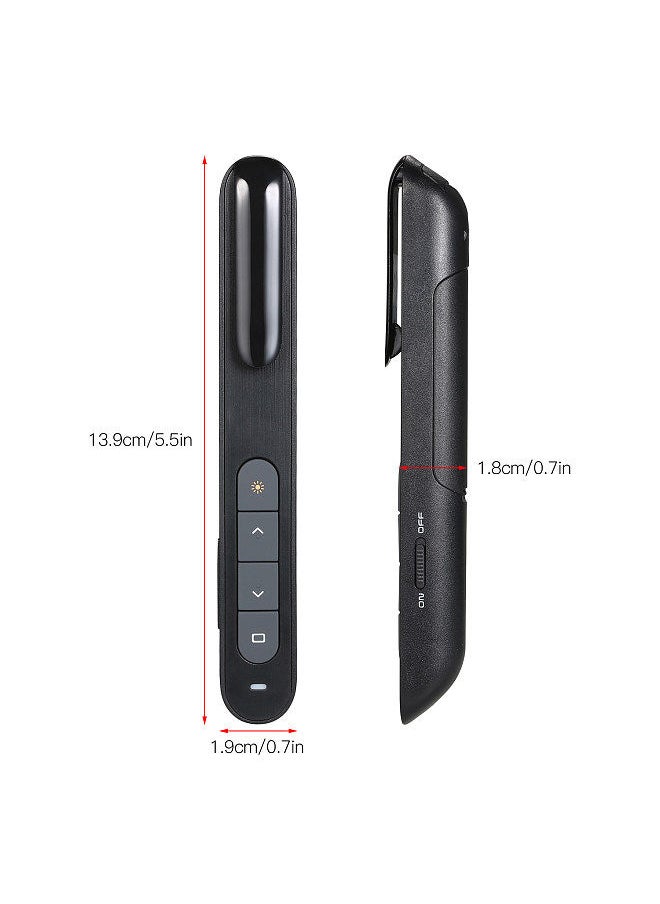 2.4GHz Wireless Powerpoint Presenter Presentation Pointer PPT Clicker with USB Receiver 100 Meters Remote Control Compatible with Windows Android Mac OS for Meeting Teaching Training Lecture