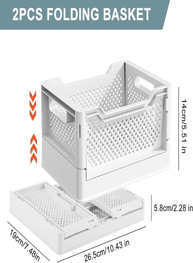 AMPLIN Plastic Folding Basket, Small Foldable Storage Crates, Portable Collapsible Crate with Handles Plastic Stackable Storage Boxes for Bedroom, Office, Home, Kitchen, Bathroom (26.5×19×14 cm) (1) - Image 2
