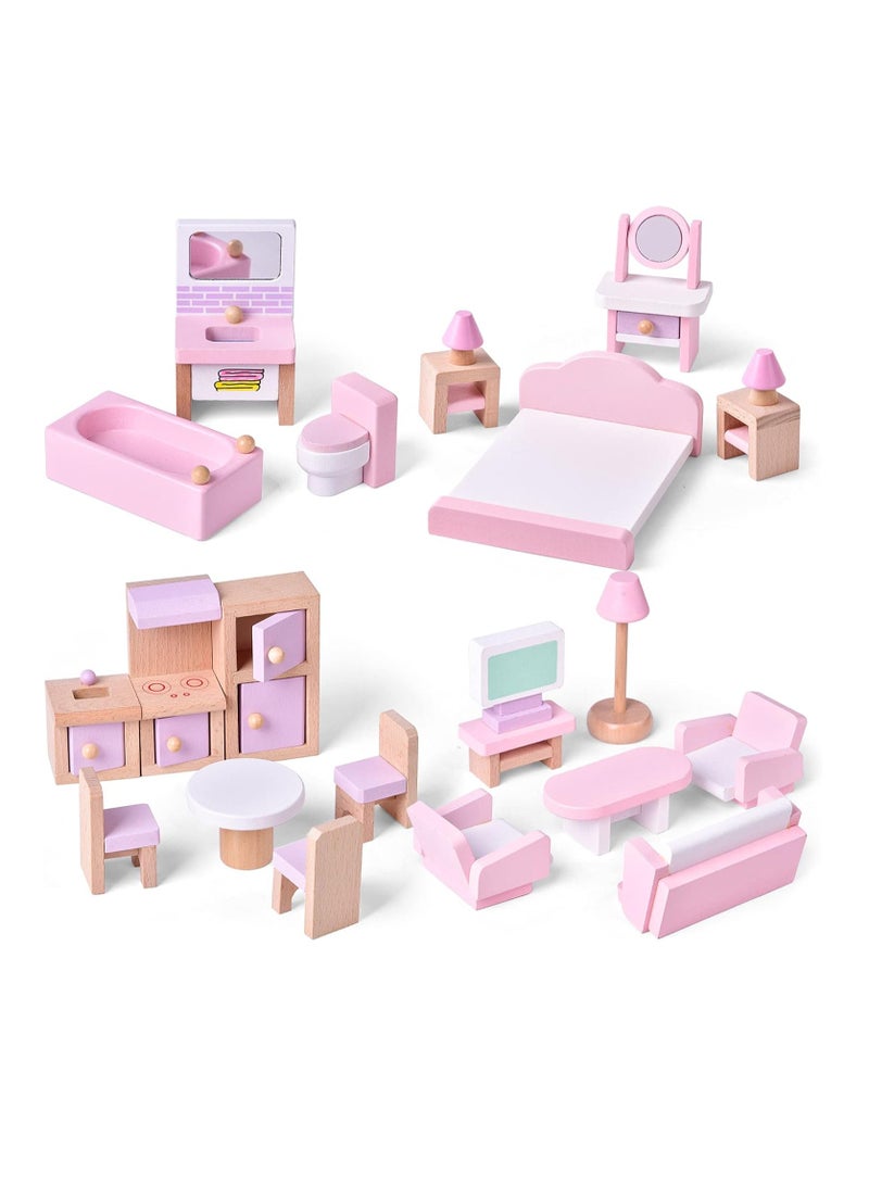 AROAQ Mini House Furniture Set, durable plastic dollhouse furniture set, role-playing parent-child interactive game, Miniature Doll House Accessories for children, (6303B small bathroom) - Image 4