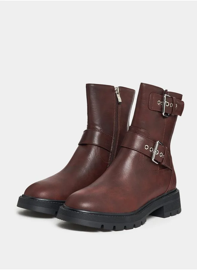 RAID Side Buckle Accent Biker Ankle Boots by Styli