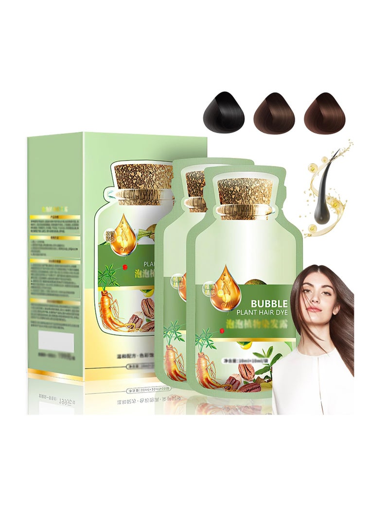 SYOSI Natural Plant Hair Dye, 20ml 10Packs/Box Botanical Bubble Plant Hair Dye, Hair Dye for Hair Coverage, Natural Plant Hair Dye Shampoo, Fruitcolor Hair Dyeing Cream, for Women Men (Black) - Image 1