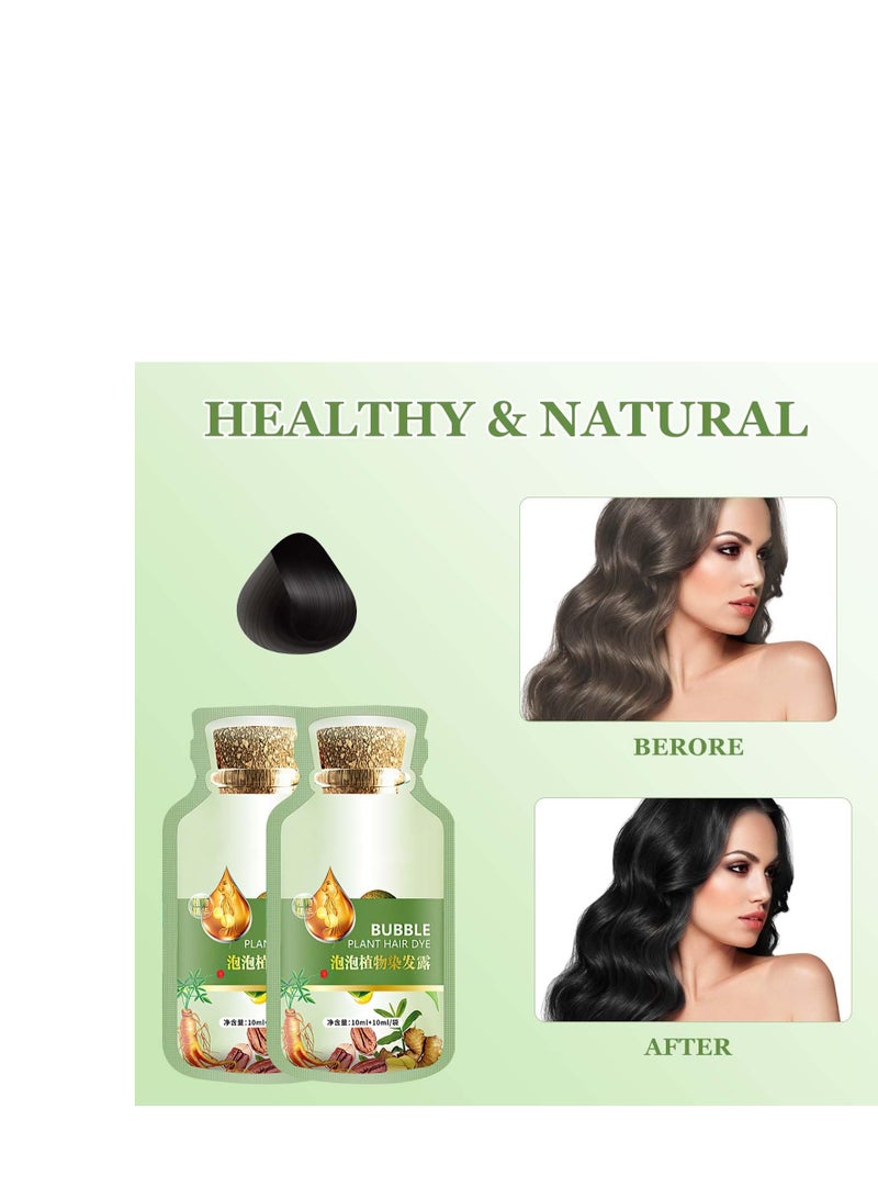 SYOSI Natural Plant Hair Dye, 20ml 10Packs/Box Botanical Bubble Plant Hair Dye, Hair Dye for Hair Coverage, Natural Plant Hair Dye Shampoo, Fruitcolor Hair Dyeing Cream, for Women Men (Black) - Image 4