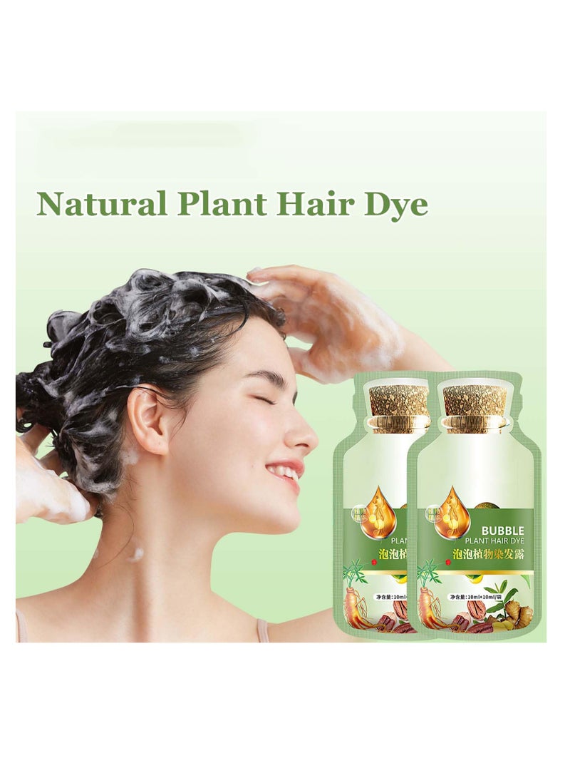 SYOSI Natural Plant Hair Dye, 20ml 10Packs/Box Botanical Bubble Plant Hair Dye, Hair Dye for Hair Coverage, Natural Plant Hair Dye Shampoo, Fruitcolor Hair Dyeing Cream, for Women Men (Black) - Image 2