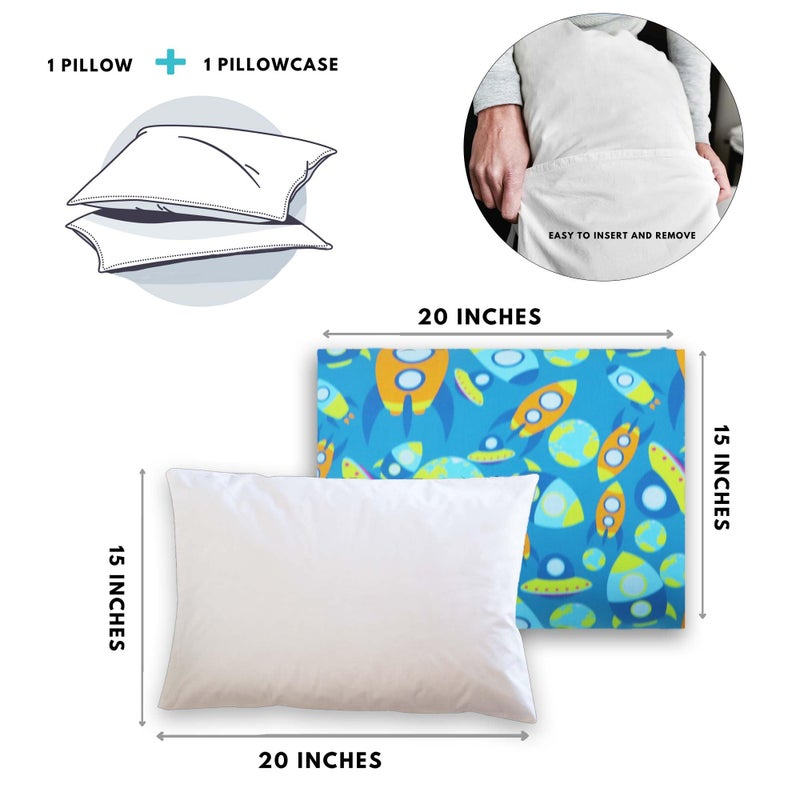 KRADYL KROFT Toddler Pillow with 100% Cotton Removable Cover - 20 X 15 Inches | Children Pillows | Baby Pillows - Aztec Rocket - Image 4
