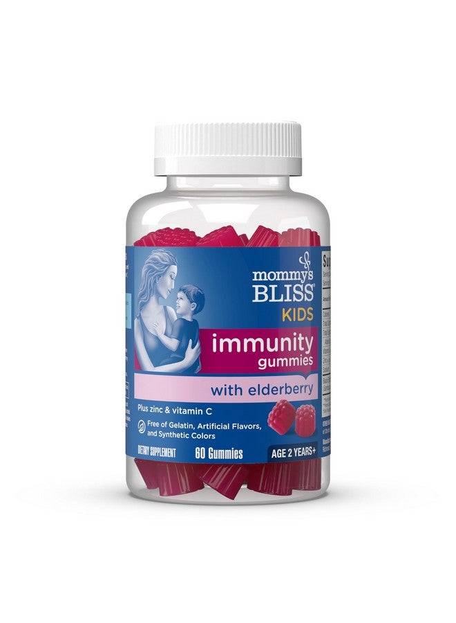 Mommy's Bliss Kids Elderberry Gummies, Supports Immunity with Black Elderberry, Zinc & Vitamin C, Gluten Free & Vegan, Age 2 Years+ (60 Count) - Image 1