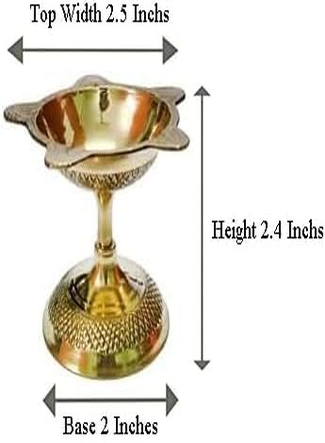 Craft N Copper مصباح ديا (مصباح بوجا) من النحاس الخالص، قطعة هندوسية للعبادة، ارتفاعه 2.5 بوصة - Image 2