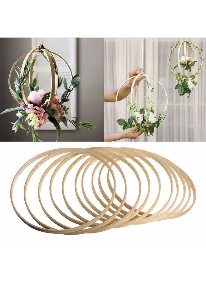 10 Pieces Bamboo Circle Fan Frame Dream Catcher Wedding Scene Decoration Material DIY Tools (Diameter 18cm) - Image 1