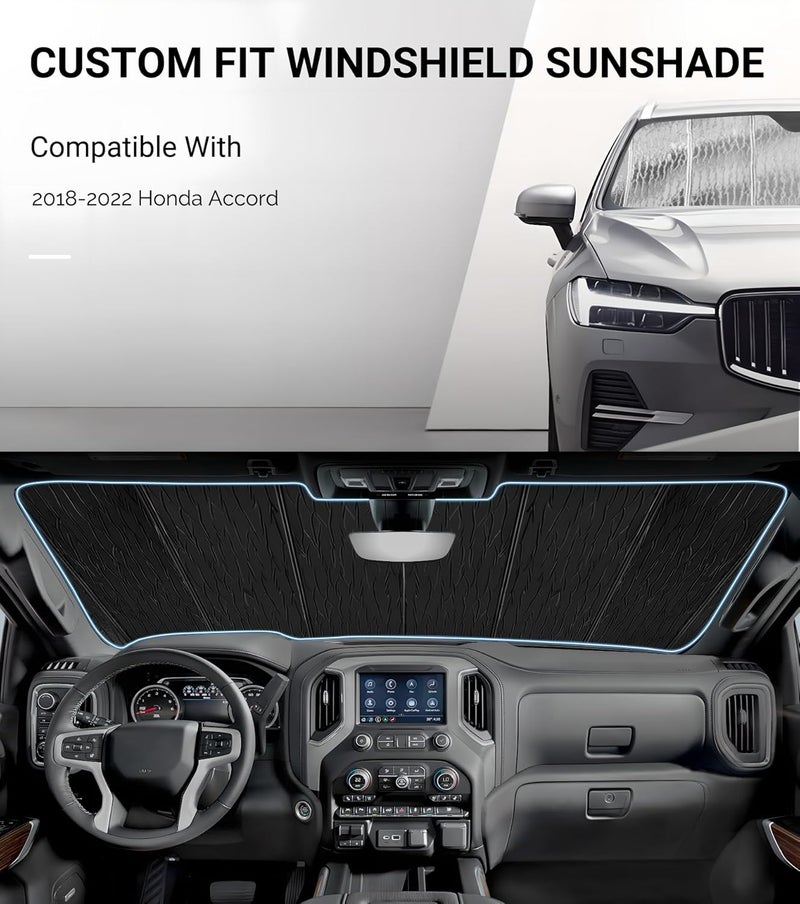 Pigenius Front Windshield Sun Shade for Honda Accord Sedan (2018-2022) - Premium Folding Sunshade - Image 2