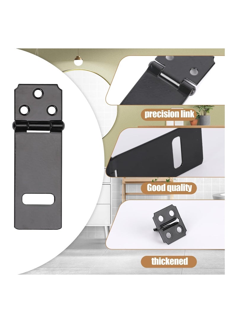 Set of 4 Heavy Duty 3 Inch Black Lock Hasps Ideal for Fences Pet Cages Cabinets and More - Image 4