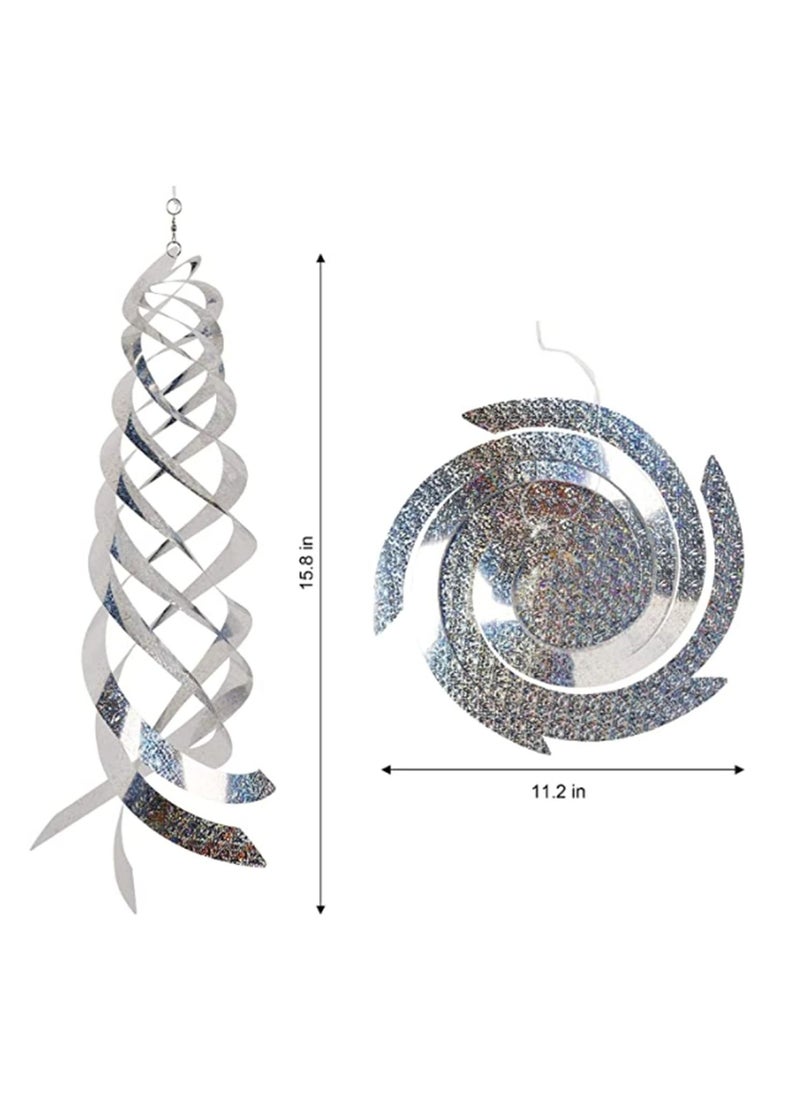 SYOSI - Bird Spiral Reflectors Silver Mylar Spinner, Decorative Bird Scare Device to Keep Birds Away Like Woodpeckers, Pigeons and Geese, Bird Repellent Spiral Reflectors Keep Birds Away From Pool - Image 1