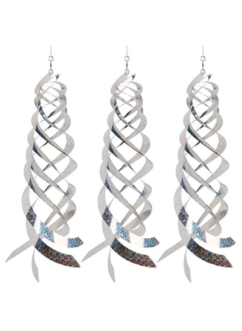 Bird Spiral Reflectors Silver Mylar Spinner, Decorative Bird Scare Device to Keep Birds Away Like Woodpeckers, Pigeons and Geese, Bird Repellent Spiral Reflectors Keep Birds Away From Pool