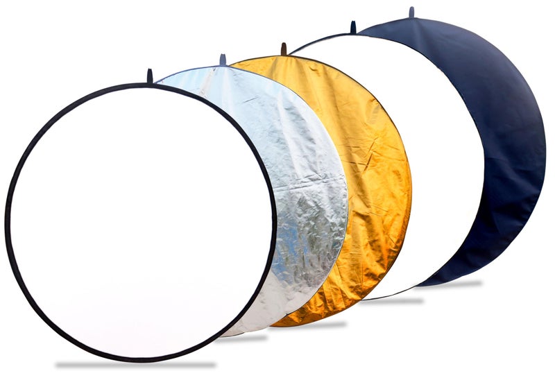 Homecute 5 in 1 Photography Collapsible Multi-Disc Light Reflector Translucent, Silver, Gold, White and Black with Carry Bag, for Indoor- Outdoor Photo Video Studio Shooting Purpose. (Circle) - Image 1