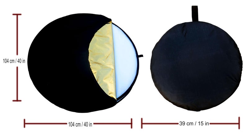 Homecute 5 in 1 Photography Collapsible Multi-Disc Light Reflector Translucent, Silver, Gold, White and Black with Carry Bag, for Indoor- Outdoor Photo Video Studio Shooting Purpose. (Circle) - Image 2