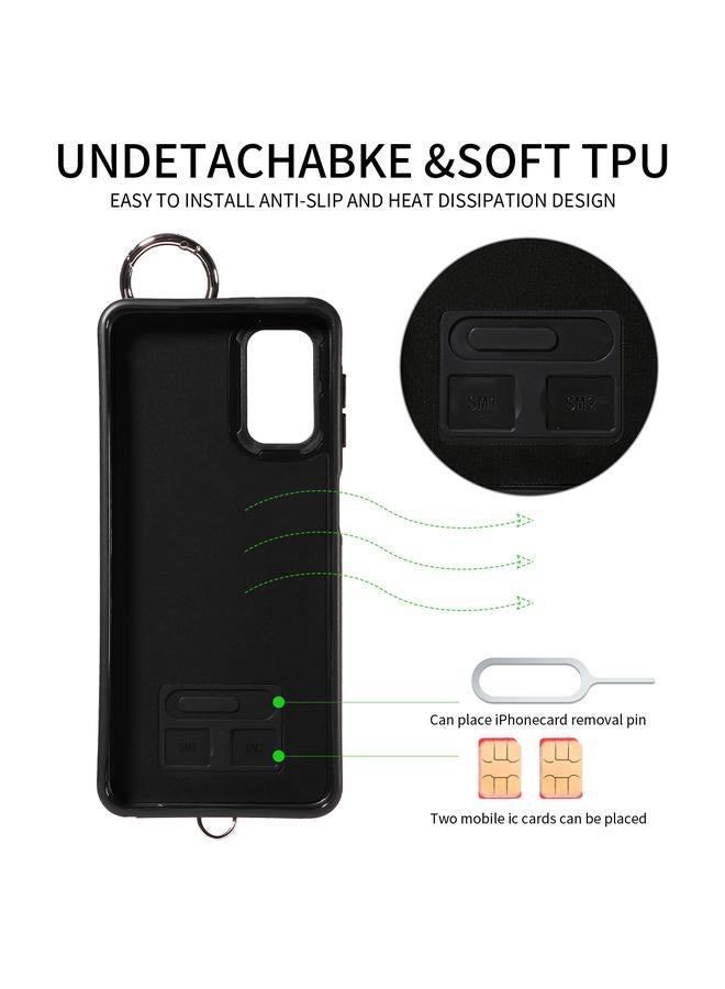 S-TOP Case For Samsung Galaxy A32 5G Rhombic Texture Card Bag Phone Case with Short Lanyard - Image 3