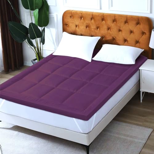 AJISH Super Soft Mattress Topper Single Bed 72X36 | Single Bed Topper Padding 2" inch | 500 GSM Microfiber Top Surface Back & Neck Pain Relief | Comfort Sleep All Night (Wine, 3 X 6 Feet) - Image 2