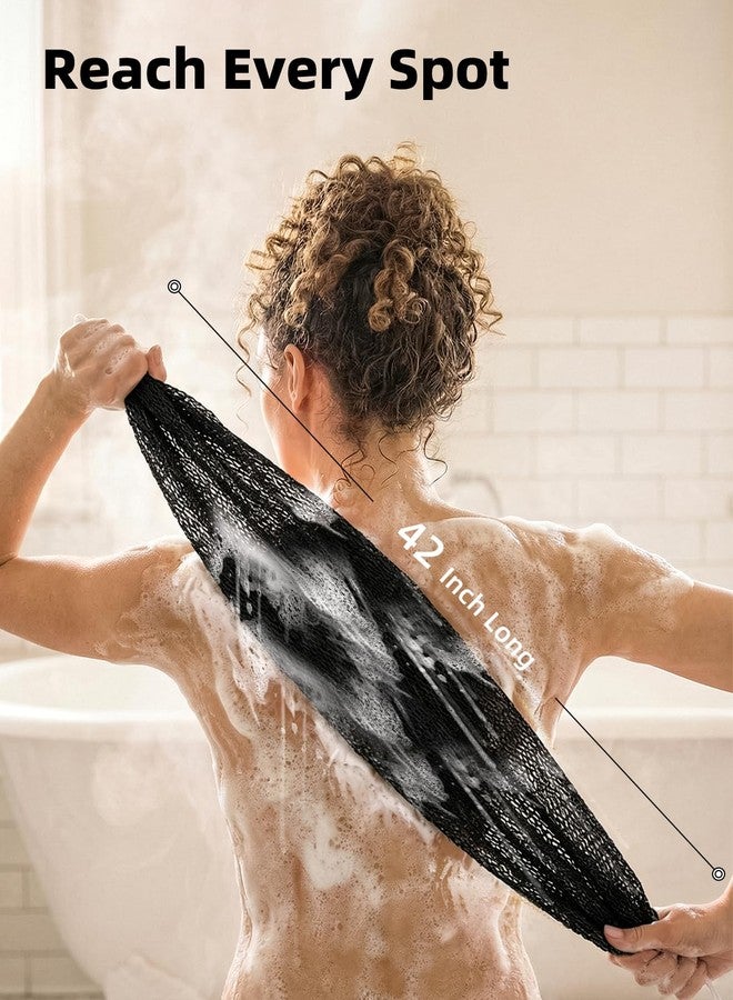 Cleangor 2Pcs African Net Sponge Authentic with Knots - Exfoliating Body Scrubber for All Skin Types, African Bath Sponge, Wash Cloth, Gentle Exfoliation Shower Rag for Women Daily Use (Black & Slate) - Image 3