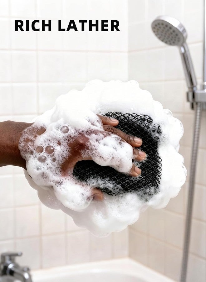 Cleangor 2Pcs African Net Sponge Authentic with Knots - Exfoliating Body Scrubber for All Skin Types, African Bath Sponge, Wash Cloth, Gentle Exfoliation Shower Rag for Women Daily Use (Black & Slate) - Image 5
