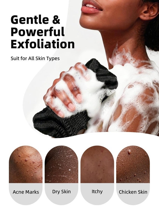 Cleangor 2Pcs African Net Sponge Authentic with Knots - Exfoliating Body Scrubber for All Skin Types, African Bath Sponge, Wash Cloth, Gentle Exfoliation Shower Rag for Women Daily Use (Black & Slate) - Image 2