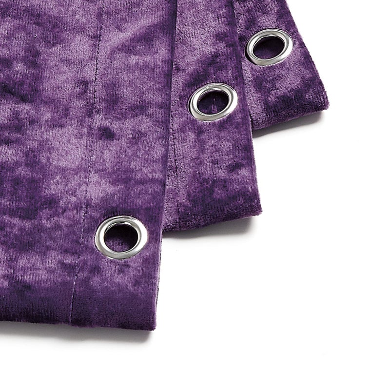 Fredsure Distressed Velvet Shower Curtain Set, 13 Pieces Purple Including 1 Piece 72"x72" Shower Curtain and 12 Pieces Silver Hooks - Image 3