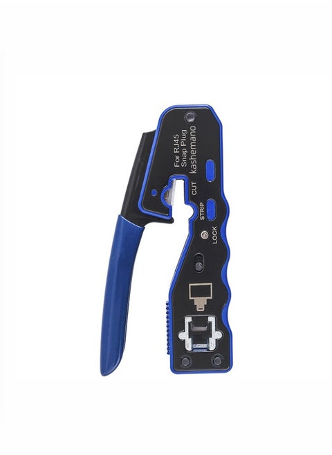 RJ45 Pass Through All-in-One Crimping Tool for LAN Cables,8P CAT5 CAT6,Blue