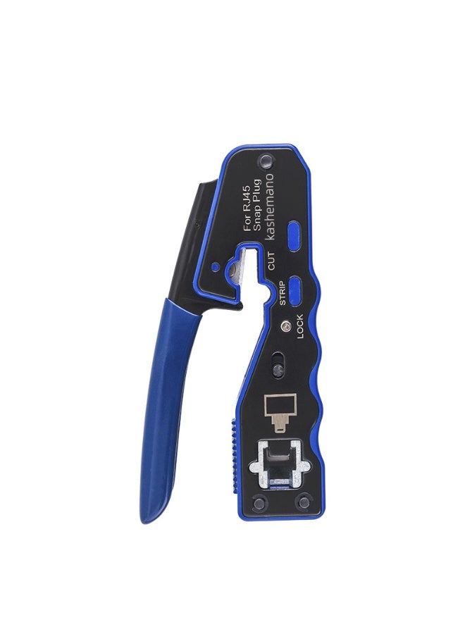 kashemano RJ45 Pass Through All-in-One Crimping Tool for LAN Cables,8P CAT5 CAT6,Blue - Image 1