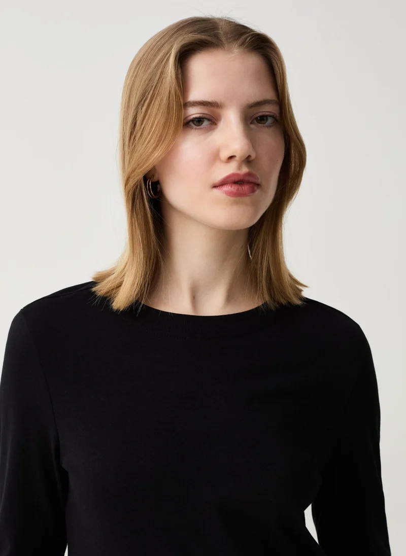 Ovs Essential cotton T-shirt with long sleeves