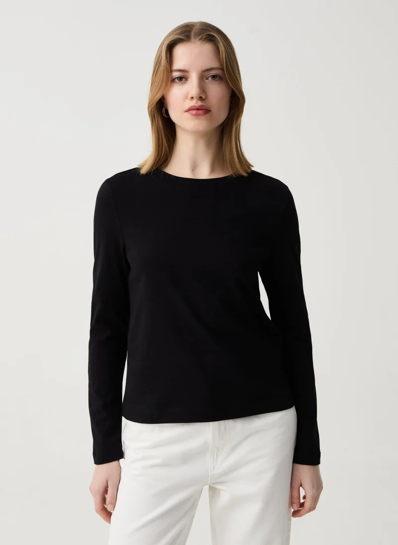 Ovs Essential cotton T-shirt with long sleeves