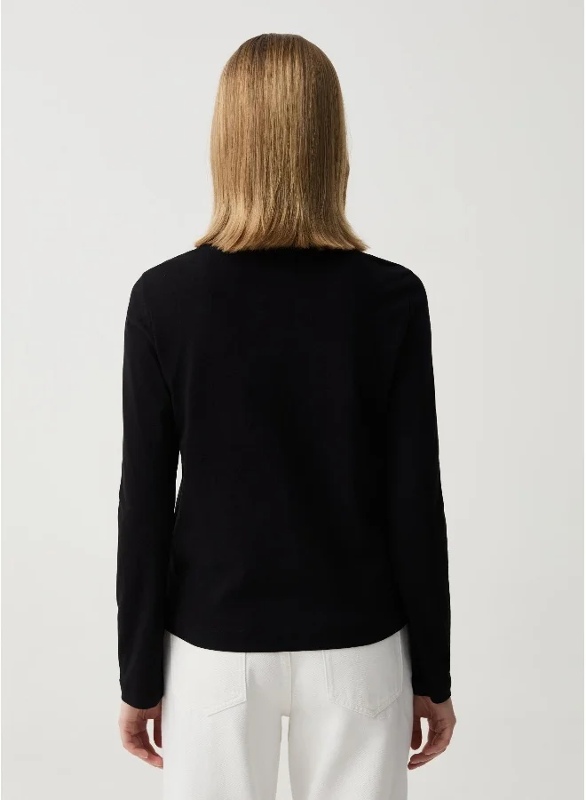 Ovs Essential cotton T-shirt with long sleeves