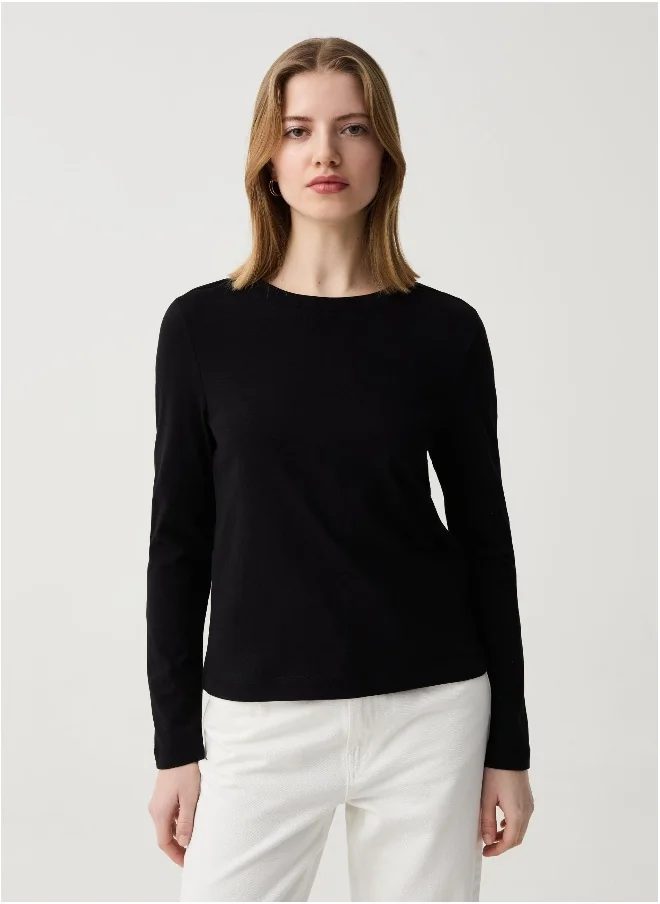 Ovs Essential cotton T-shirt with long sleeves