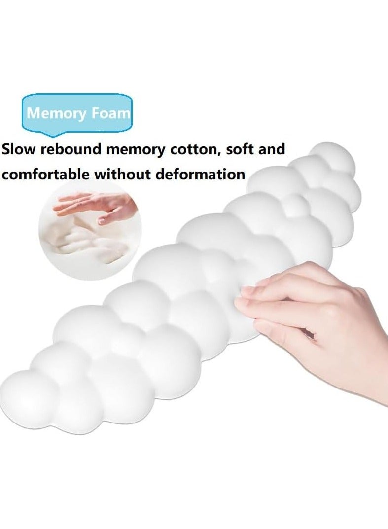 Keyboard Wrist Rest Set, Ergonomic Keyboard Wrist Rest, High Density Memory Foam Keyboard Palm Rest, Memory Cloud Shaped Wrist Rest for Typing Pain Relief