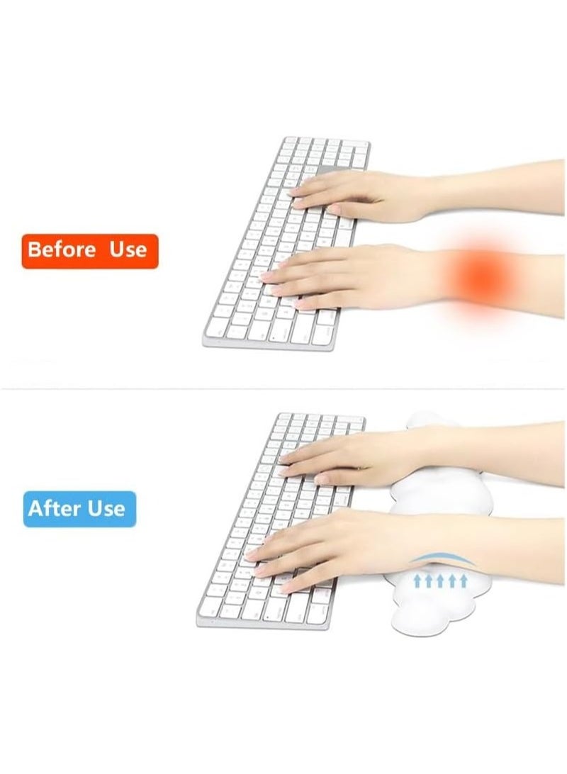 Keyboard Wrist Rest Set, Ergonomic Keyboard Wrist Rest, High Density Memory Foam Keyboard Palm Rest, Memory Cloud Shaped Wrist Rest for Typing Pain Relief