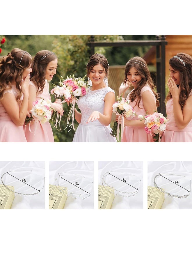 GD 4 Pcs Silver Rhinestone Headbands for Women - Sparkly Bridal Headpiece Head Bands Tiaras and Crowns for Women Prom Birthday Party Hair Accessories - Image 2