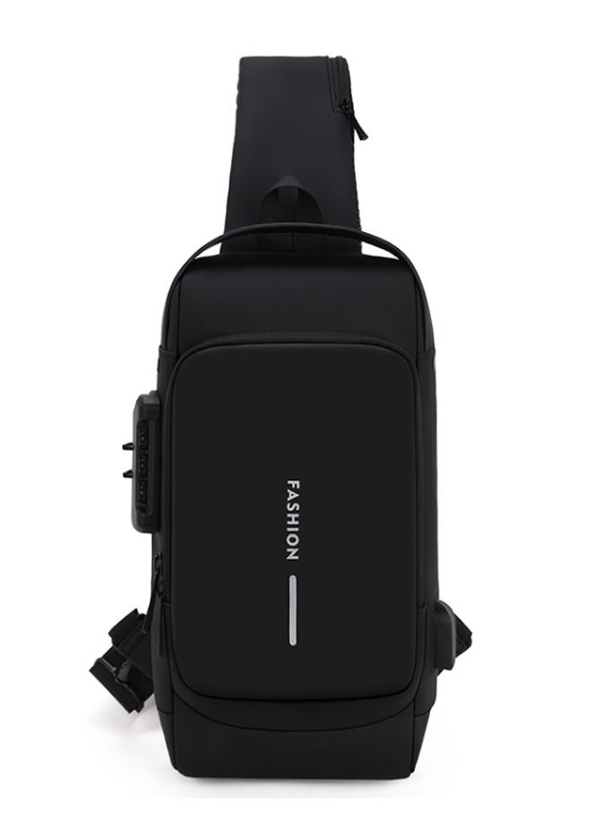FASHION Men Women Sling Bag Pack with Lock Waterproof Anti-theft Chest Bag with USB Charging Port Shoulder Bag Crossbody Backpack - Image 3